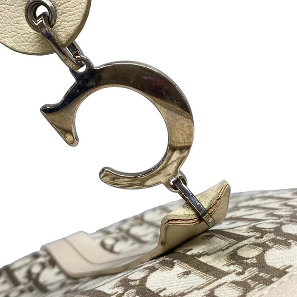 Auth DIOR/ChristianDior Flower/Trotter Cream Brown Cotton Leather Tote Bag - Picture 12 of 16